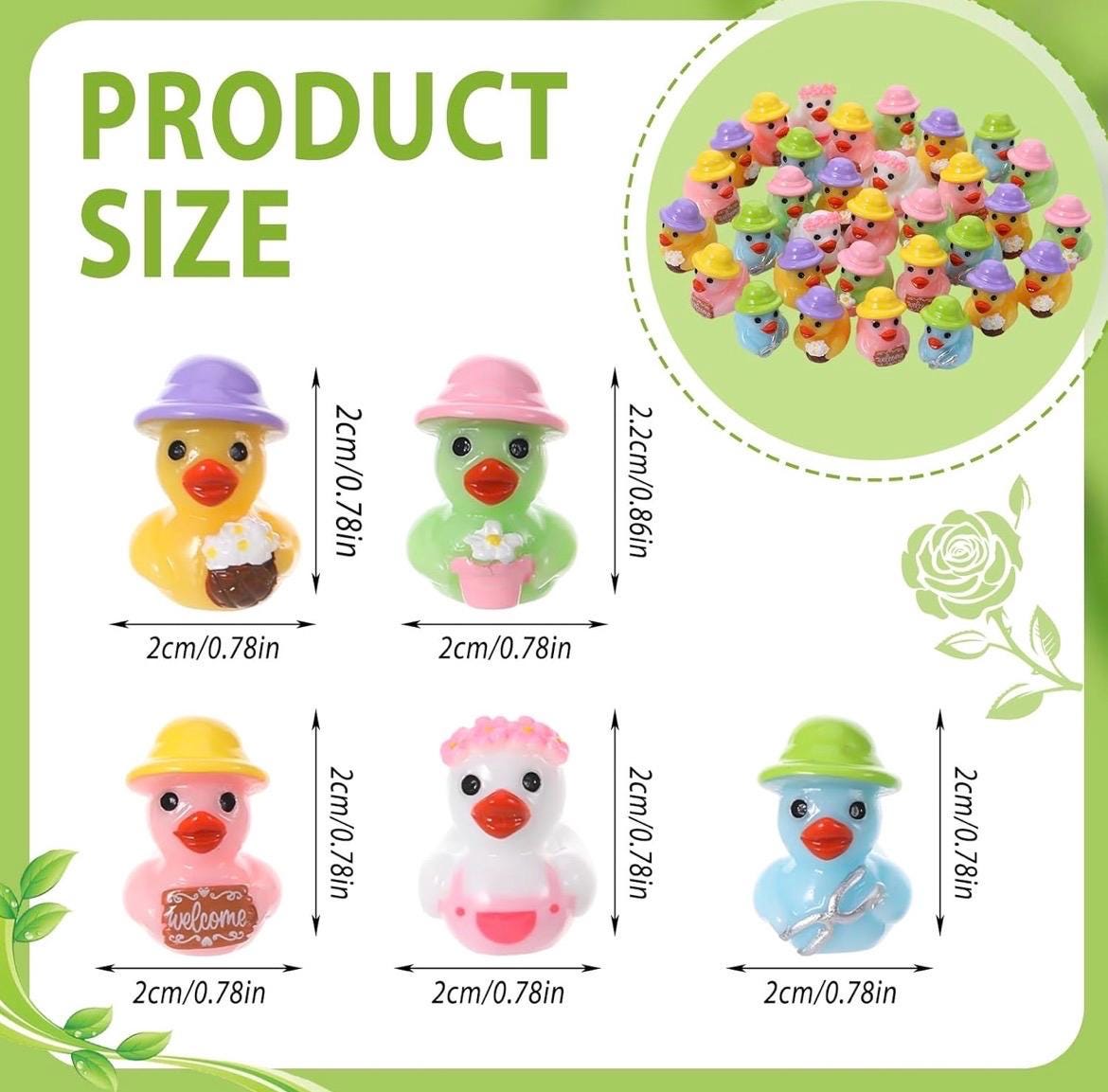 Mini Resin Ducks – 5 Pc Garden Duck Figurines Set, Tiny Flower Duck Miniatures for Fairy Gardens, Dollhouses, Plant Pots, DIY Crafts, Cruise