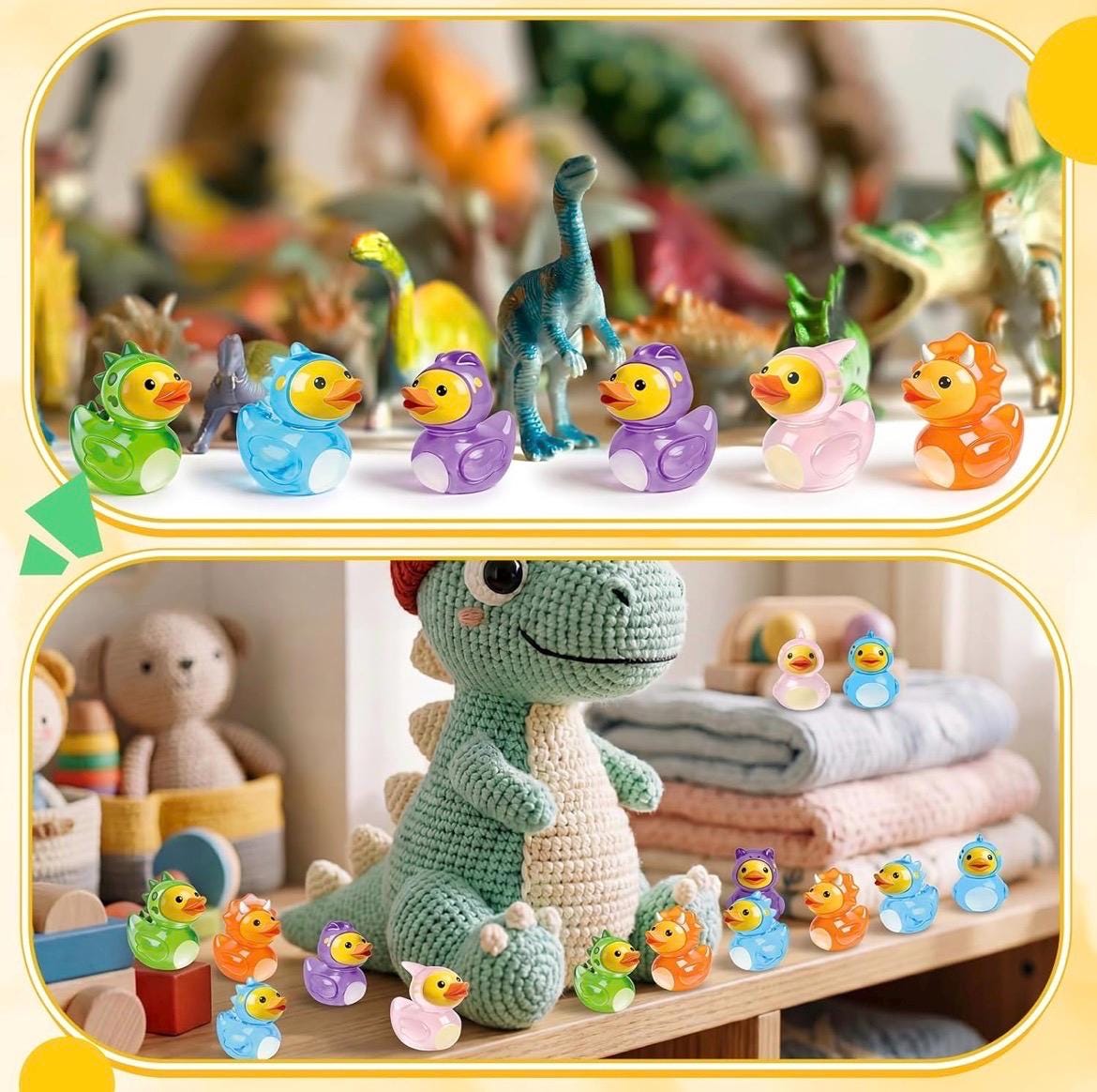 Mini Resin Ducks – Glow in the Dark Dinosaur Duck Figurines, 5 Piece Luminous Mini Dino Duck Set, Tiny Resin Ducks for Cruise Ducking, Fairy