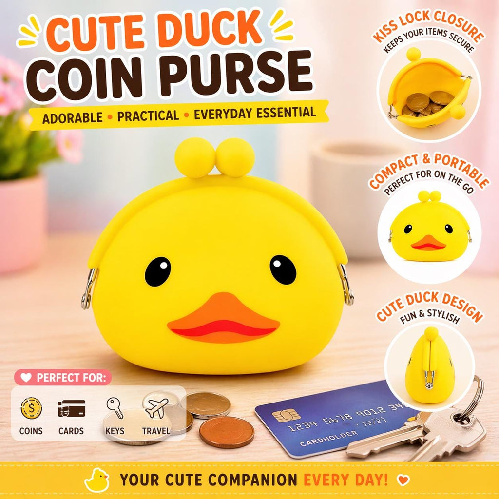 Duck Coin Purse | Kiss Lock Pouch, Travel Accessory, Kawaii Bag