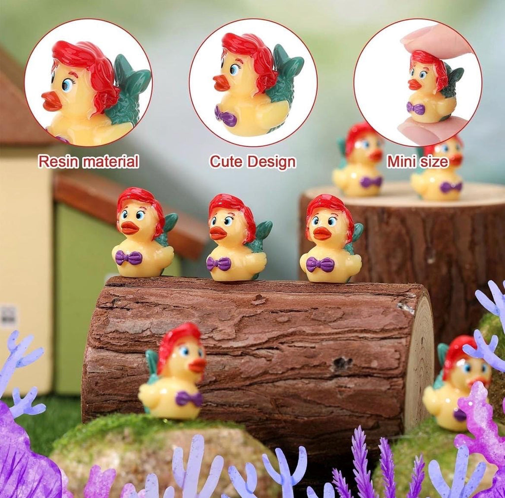 Mini Resin Ducks – 5 Piece Mermaid Duck Set, Tiny Mermaid Duck Figurines, Mini Resin Mermaid Ducks Bulk, Cruise Ducks, Party Favors, Fairy