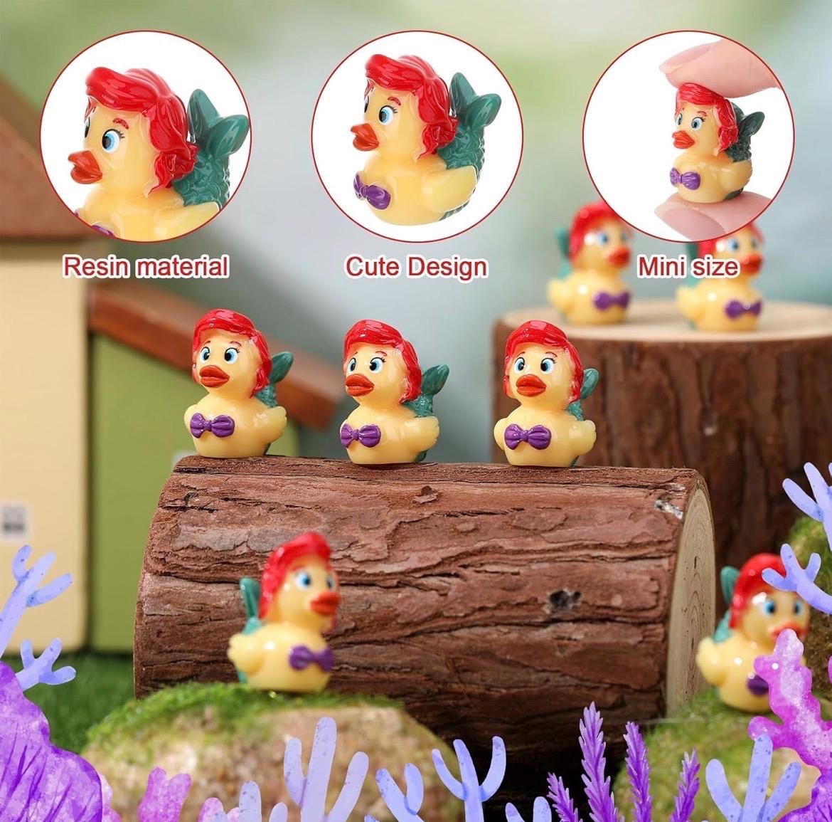 Mini Resin Ducks – 5 Piece Mermaid Duck Set, Tiny Mermaid Duck Figurines, Mini Resin Mermaid Ducks Bulk, Cruise Ducks, Party Favors, Fairy