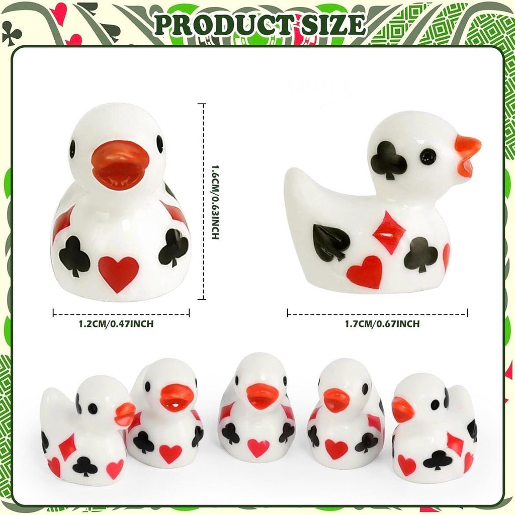 Mini resin ducks – 10 piece casino poker duck set, tiny card suit duck figurines, miniature gambling theme ducks, casino party favors, cruis