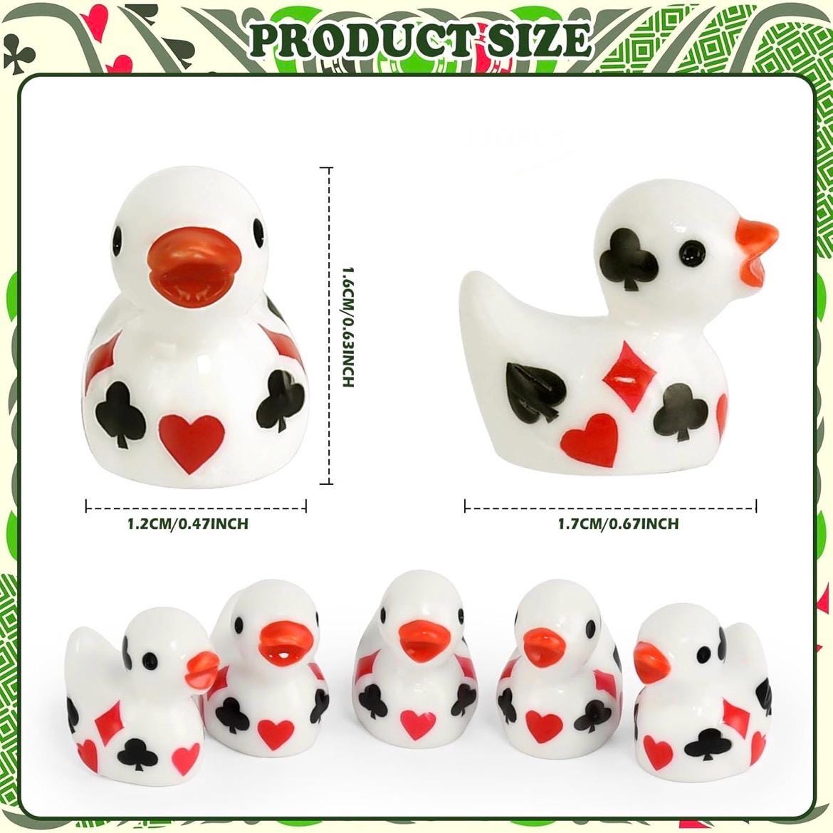 Mini resin ducks – 10 piece casino poker duck set, tiny card suit duck figurines, miniature gambling theme ducks, casino party favors, cruis