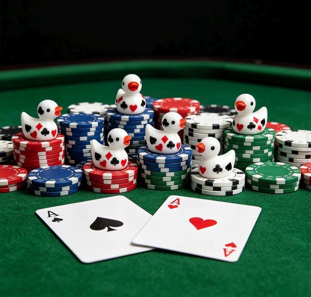 Mini resin ducks – 10 piece casino poker duck set, tiny card suit duck figurines, miniature gambling theme ducks, casino party favors, cruis