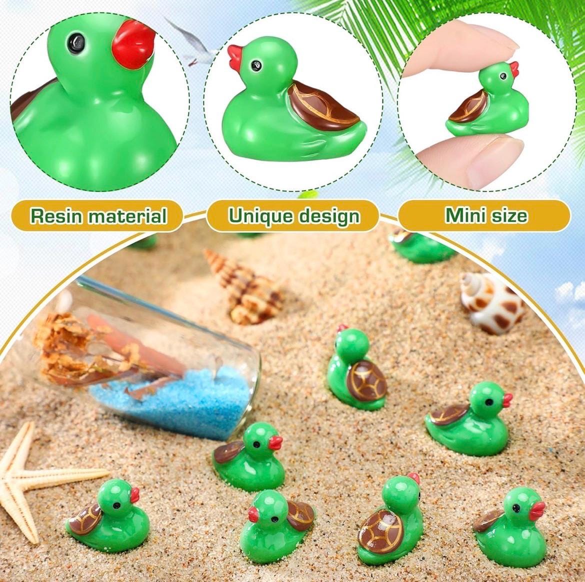 Mini Resin Ducks - 5-Piece Turtle Duck Figurines, Tiny Resin Ducks, Fairy Garden, Cake Toppers, Mini Landscape