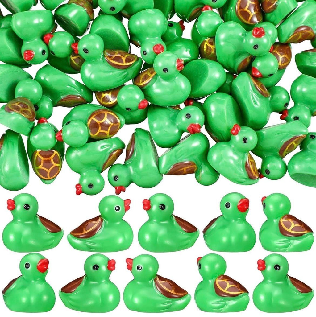 Mini Resin Ducks - 5-Piece Turtle Duck Figurines, Tiny Resin Ducks, Fairy Garden, Cake Toppers, Mini Landscape