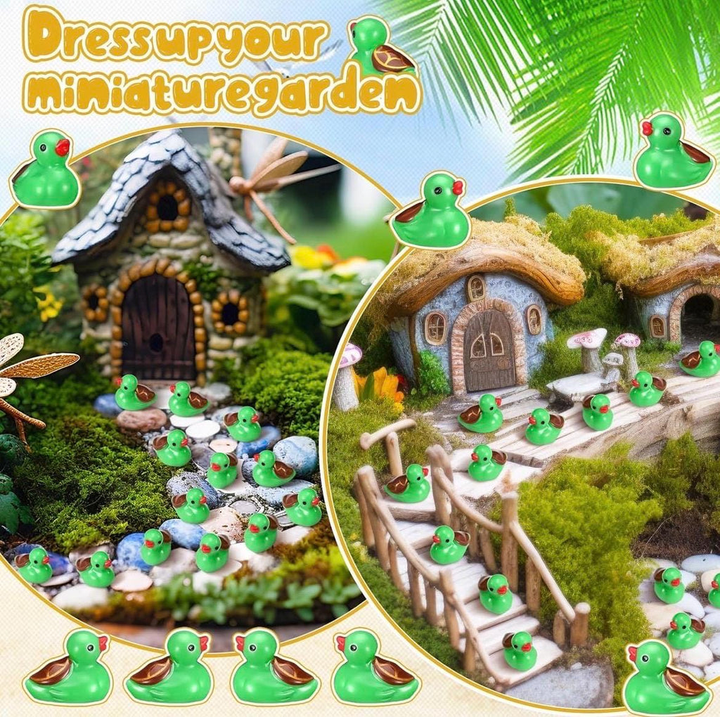 Mini Resin Ducks - 5-Piece Turtle Duck Figurines, Tiny Resin Ducks, Fairy Garden, Cake Toppers, Mini Landscape