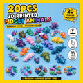 20pcs Random 3D Printed Fidget Animals – Mystery Mix Articulated Mini Animal Toys – Random Colors & Styles – Sensory Desk Pets