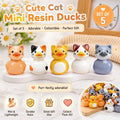 Mini resin ducks - set of 5 cat themed mini resin ducks, collectible animal figurines, jeep cruise fun