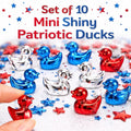 Set of 10 Shiny Patriotic Mini Resin Ducks, Cruise Jeep Decor, Tiny Figurines