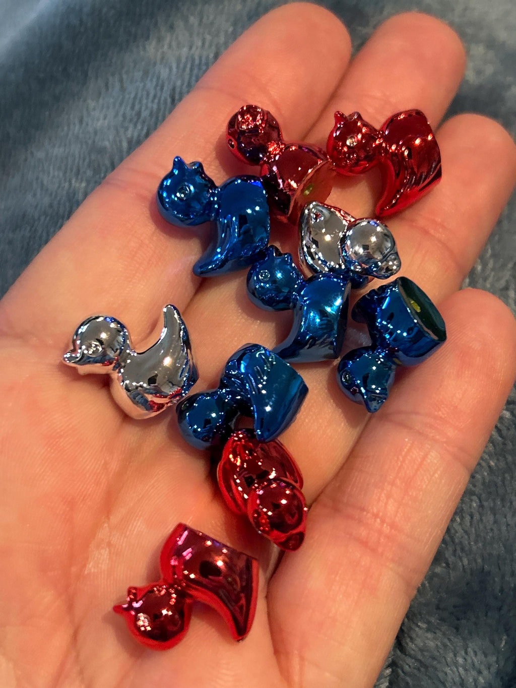 Set of 10 Shiny Patriotic Mini Resin Ducks, Cruise Jeep Decor, Tiny Figurines