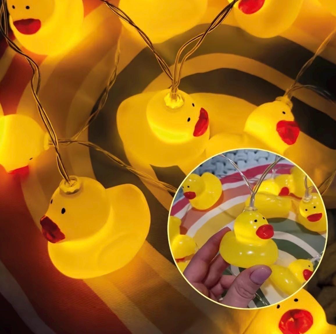 10 LED Yellow Duck String Lights: Battery Operated, Cruise Cabin Decor, Easter Party Lights