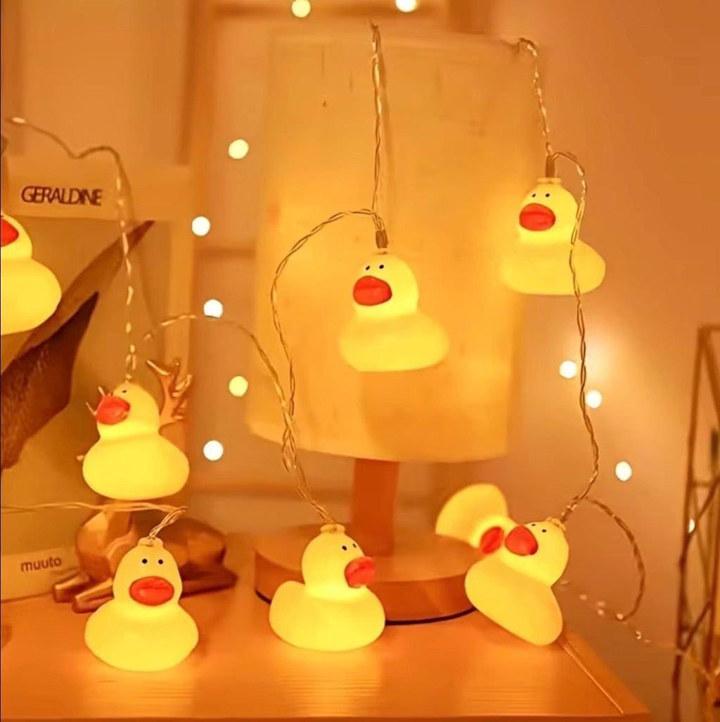 10 LED Yellow Duck String Lights: Battery Operated, Cruise Cabin Decor, Easter Party Lights