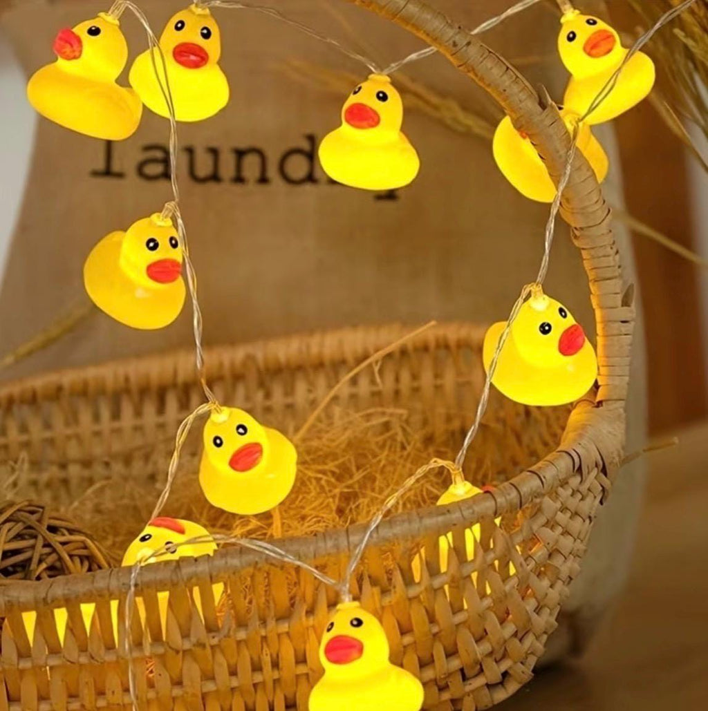10 LED Yellow Duck String Lights: Battery Operated, Cruise Cabin Decor, Easter Party Lights