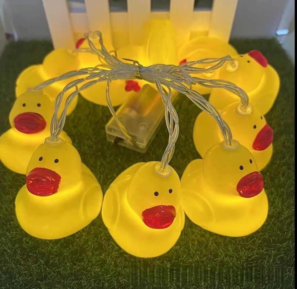 10 LED Yellow Duck String Lights: Battery Operated, Cruise Cabin Decor, Easter Party Lights