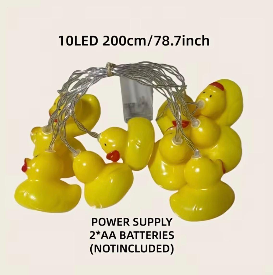 10 LED Yellow Duck String Lights: Battery Operated, Cruise Cabin Decor, Easter Party Lights
