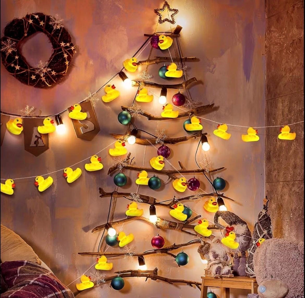 10 LED Yellow Duck String Lights: Battery Operated, Cruise Cabin Decor, Easter Party Lights