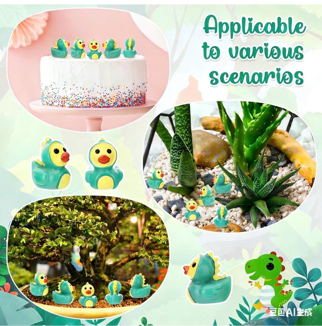 Mini Resin Dinosaur Ducks – 5 Piece Set, Tiny Dinosaur Duck Figurines, Cute Miniature Resin Ducks for Jeep Ducking, Cruise Ducks, Fairy
