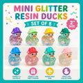 Mini Resin Ducks Glitter Polkadot Hat Duck Figurines Set of 8 Cruise Ducks Jeep Ducks