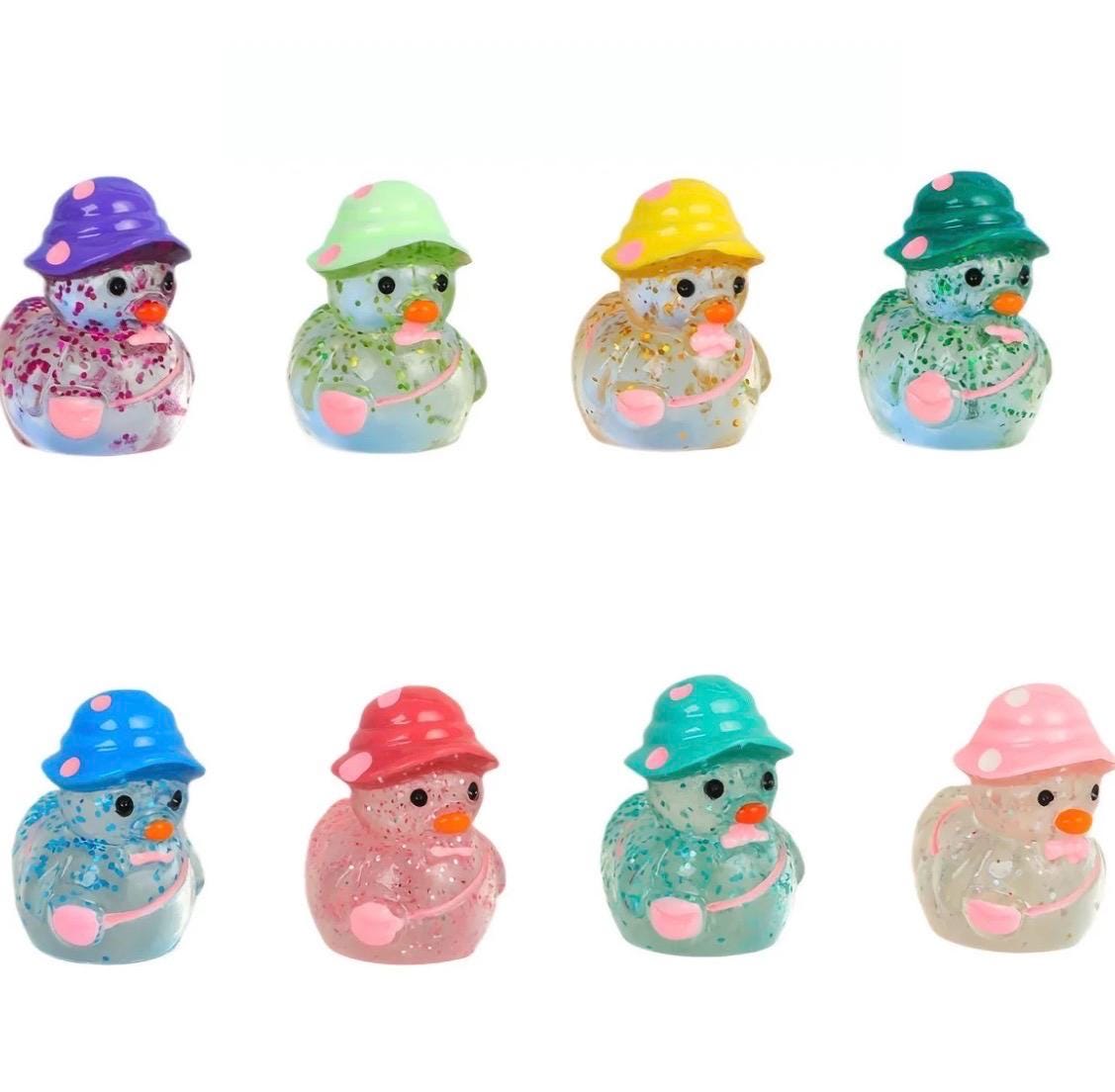 Mini Resin Ducks Glitter Polkadot Hat Duck Figurines Set of 8 Cruise Ducks Jeep Ducks