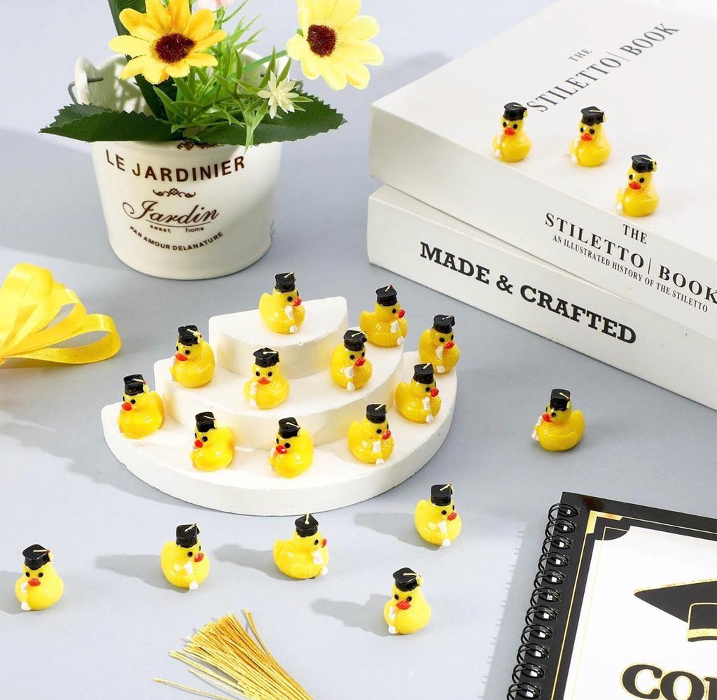 Mini resin ducks – 5pc graduation duck set, tiny graduate ducks with caps & diplomas, graduation party favors, class of 2026 decorations