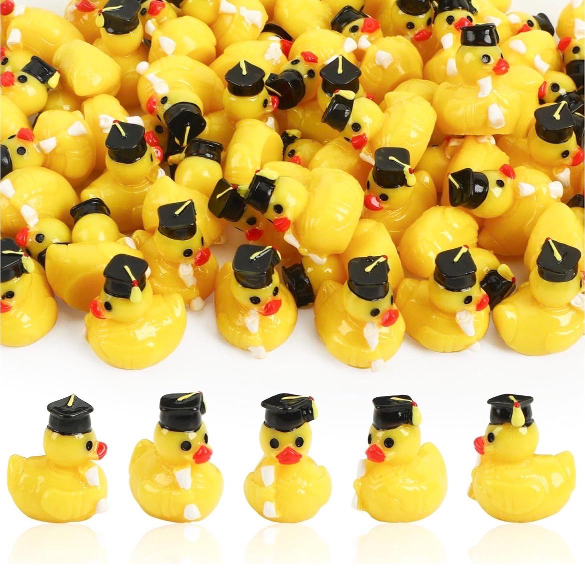 Mini resin ducks – 5pc graduation duck set, tiny graduate ducks with caps & diplomas, graduation party favors, class of 2026 decorations