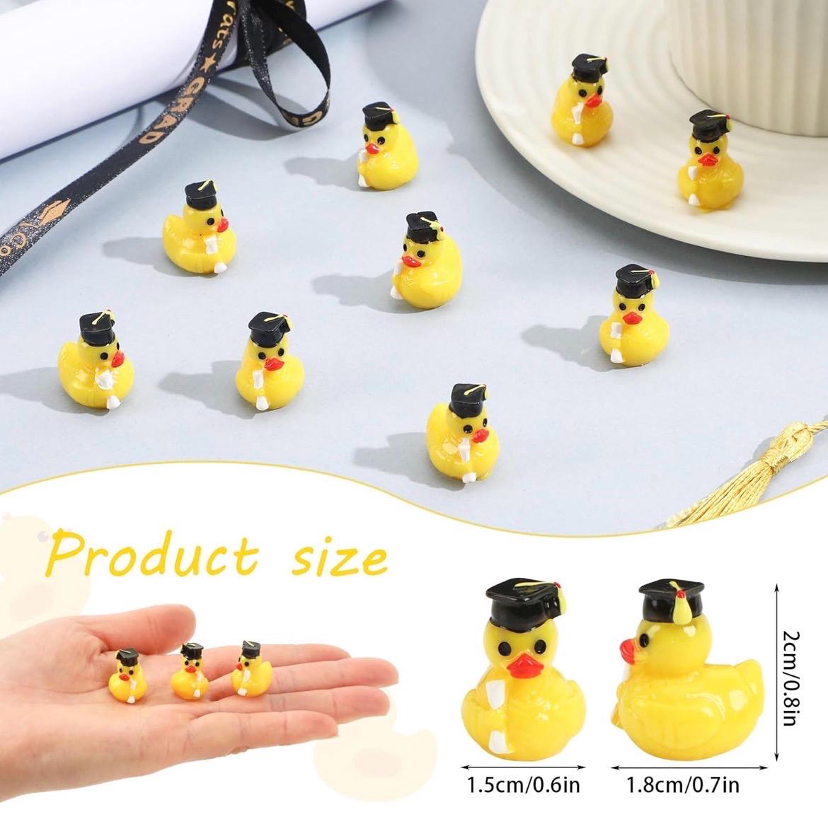 Mini resin ducks – 5pc graduation duck set, tiny graduate ducks with caps & diplomas, graduation party favors, class of 2026 decorations