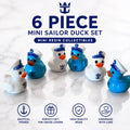 Mini Resin Ducks - 6 Piece Mini Sailor Resin Duck Set – Nautical Blue & White Tiny Duck Figurines, Cruise Duck Hiding Gifts, Miniature Ducks