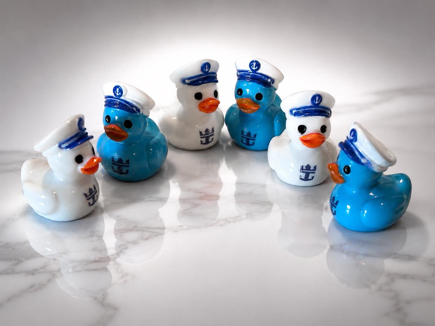Mini Resin Ducks - 6 Piece Mini Sailor Resin Duck Set – Nautical Blue & White Tiny Duck Figurines, Cruise Duck Hiding Gifts, Miniature Ducks