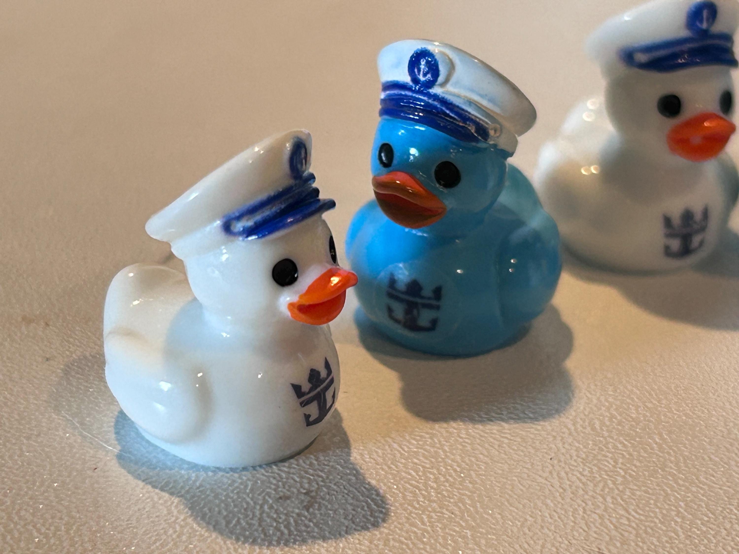 Mini Resin Ducks - 6 Piece Mini Sailor Resin Duck Set – Nautical Blue & White Tiny Duck Figurines, Cruise Duck Hiding Gifts, Miniature Ducks