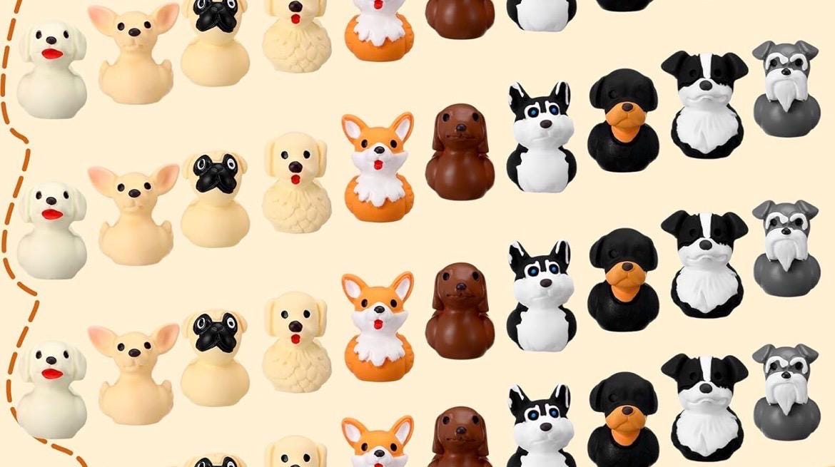 Mini Resin Dog Ducks – 10pc Puppy Dog Duck Figurine Set | Tiny Animal Figures for Cruise Ducks, Jeep Ducks, Crafts, Fairy Gardens & Gifts