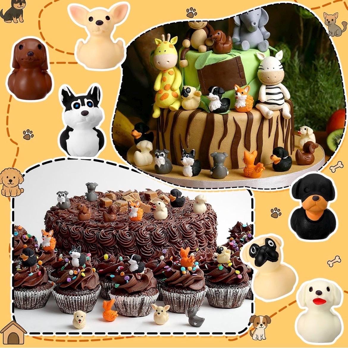 Mini Resin Dog Ducks – 10pc Puppy Dog Duck Figurine Set | Tiny Animal Figures for Cruise Ducks, Jeep Ducks, Crafts, Fairy Gardens & Gifts