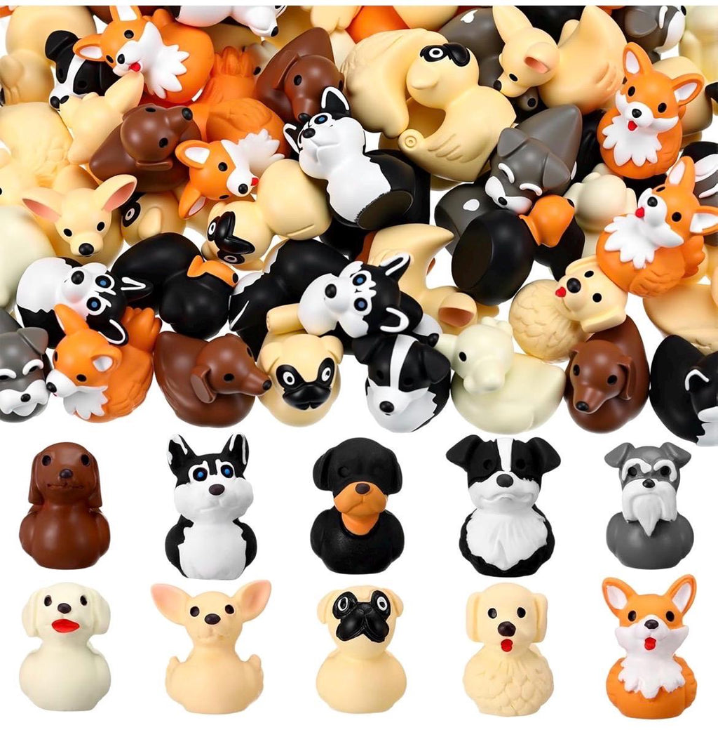 Mini Resin Dog Ducks – 10pc Puppy Dog Duck Figurine Set | Tiny Animal Figures for Cruise Ducks, Jeep Ducks, Crafts, Fairy Gardens & Gifts