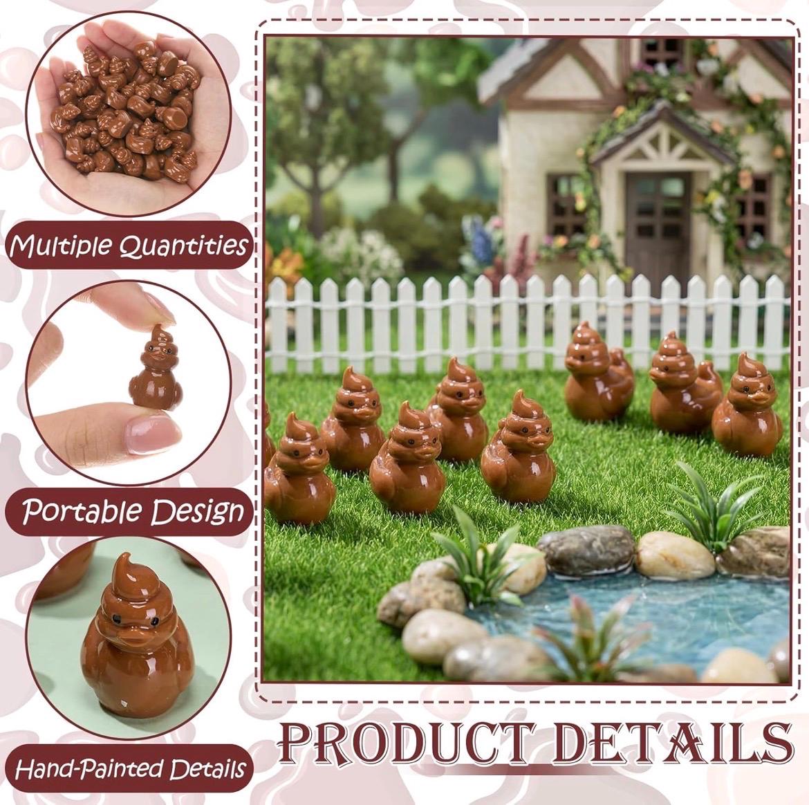 Set of 5 Mini Poop Duck Resin Figurines: Prank Toys, Cruise Ducks, Party Favors
