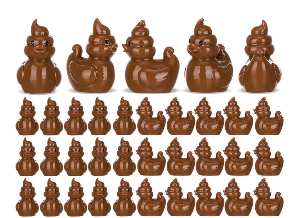 Set of 5 Mini Poop Duck Resin Figurines: Prank Toys, Cruise Ducks, Party Favors