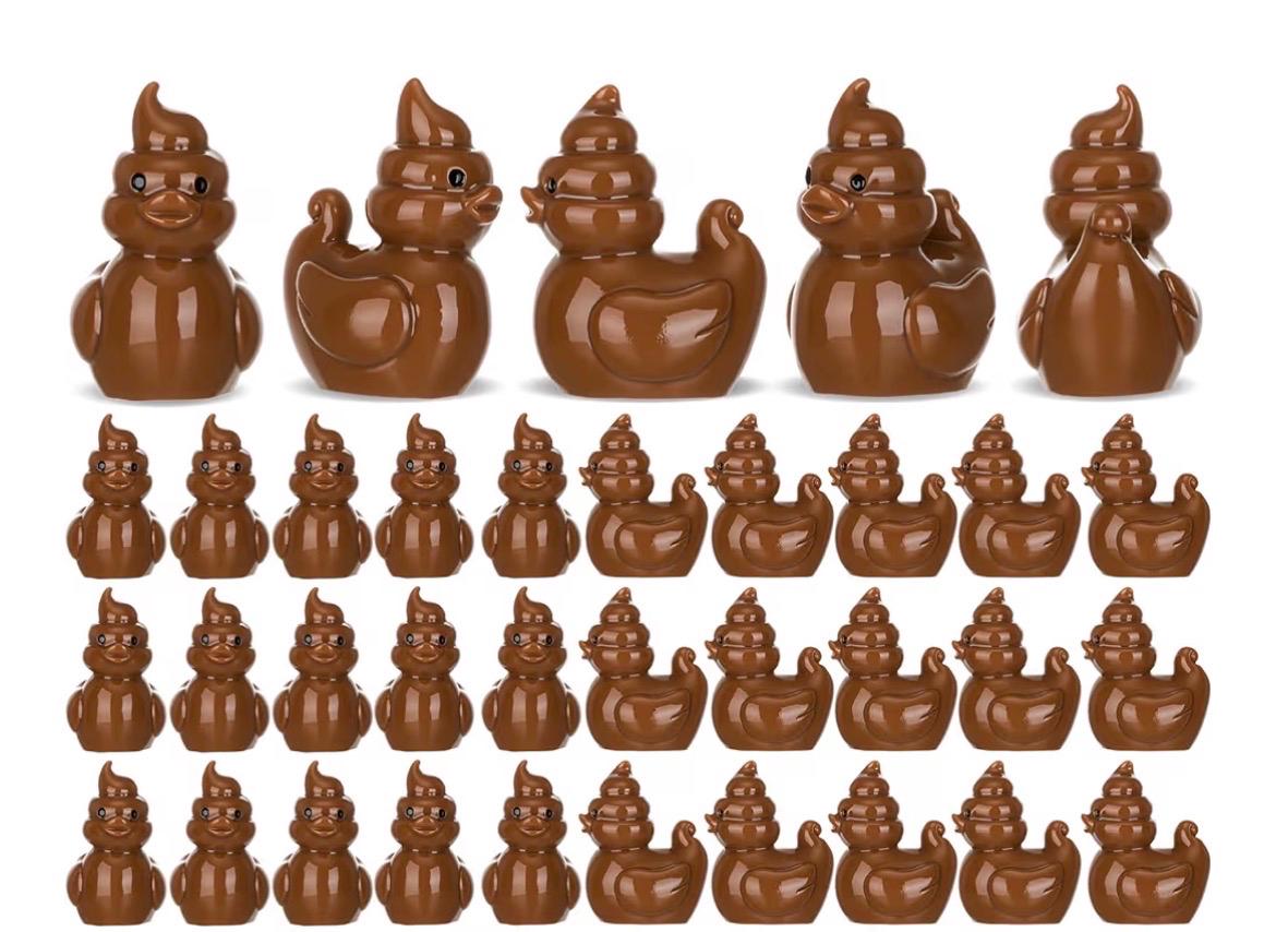 Set of 5 Mini Poop Duck Resin Figurines: Prank Toys, Cruise Ducks, Party Favors