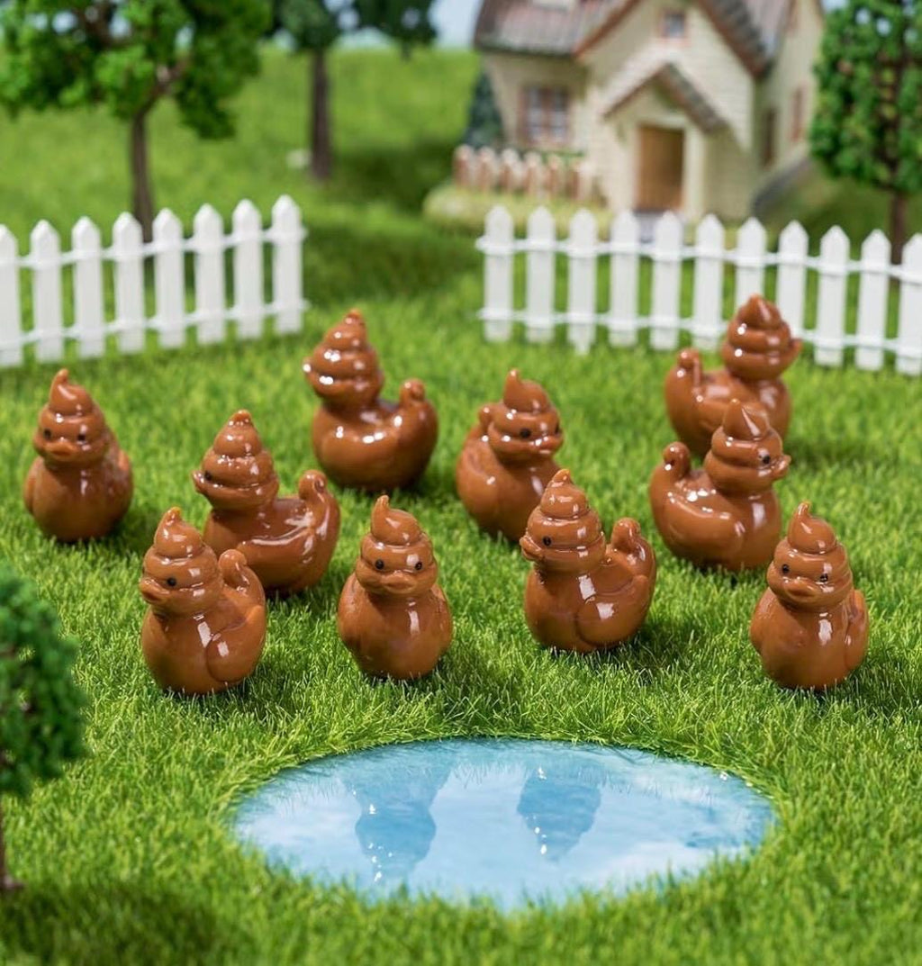 Set of 5 Mini Poop Duck Resin Figurines: Prank Toys, Cruise Ducks, Party Favors