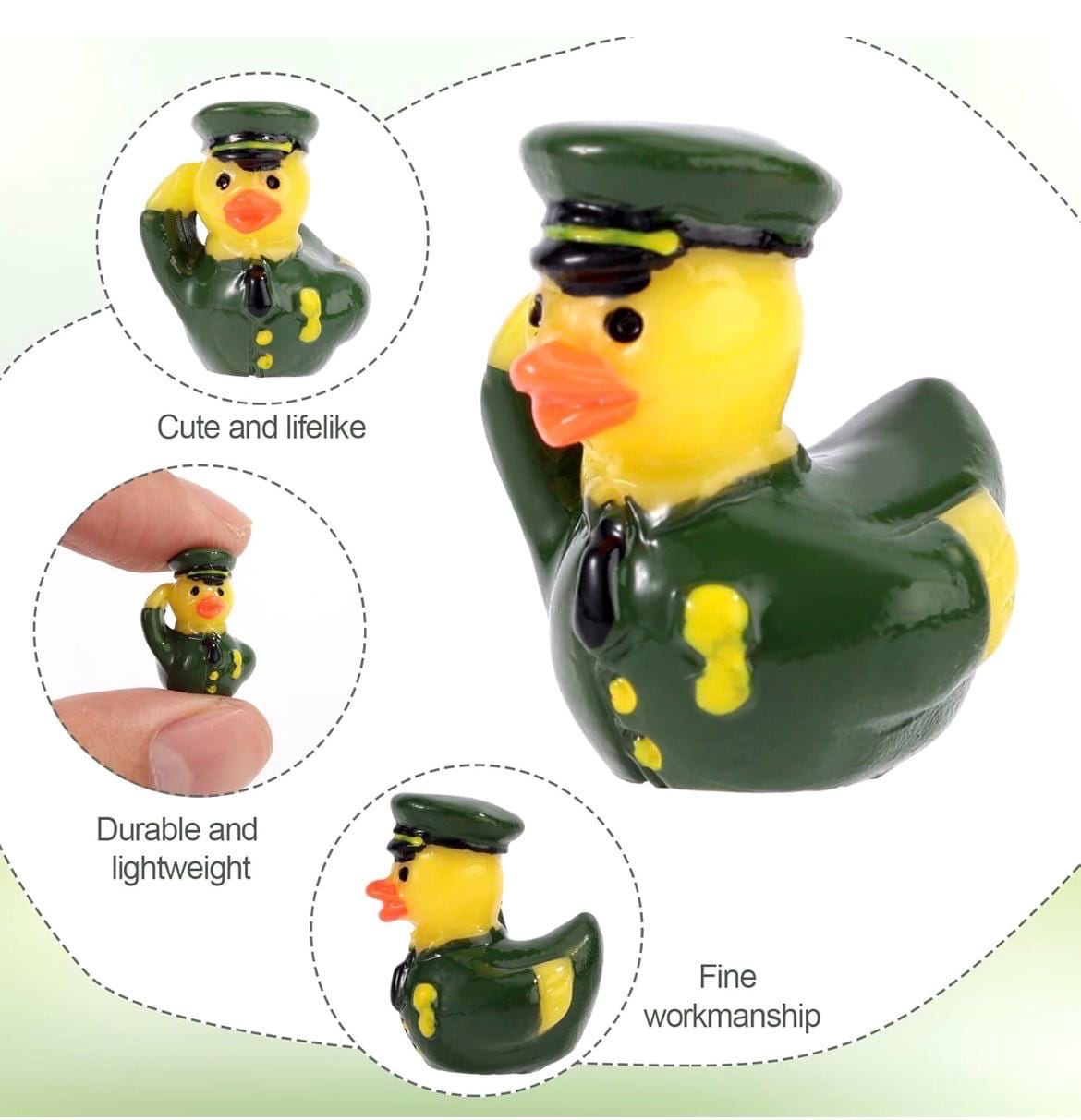 Mini Resin Military Ducks Set of 5 – Navy White Uniform, Air Force Blue, Army Green, Marine Corps Black- Tiny Saluting Ducks for Cruise Duck