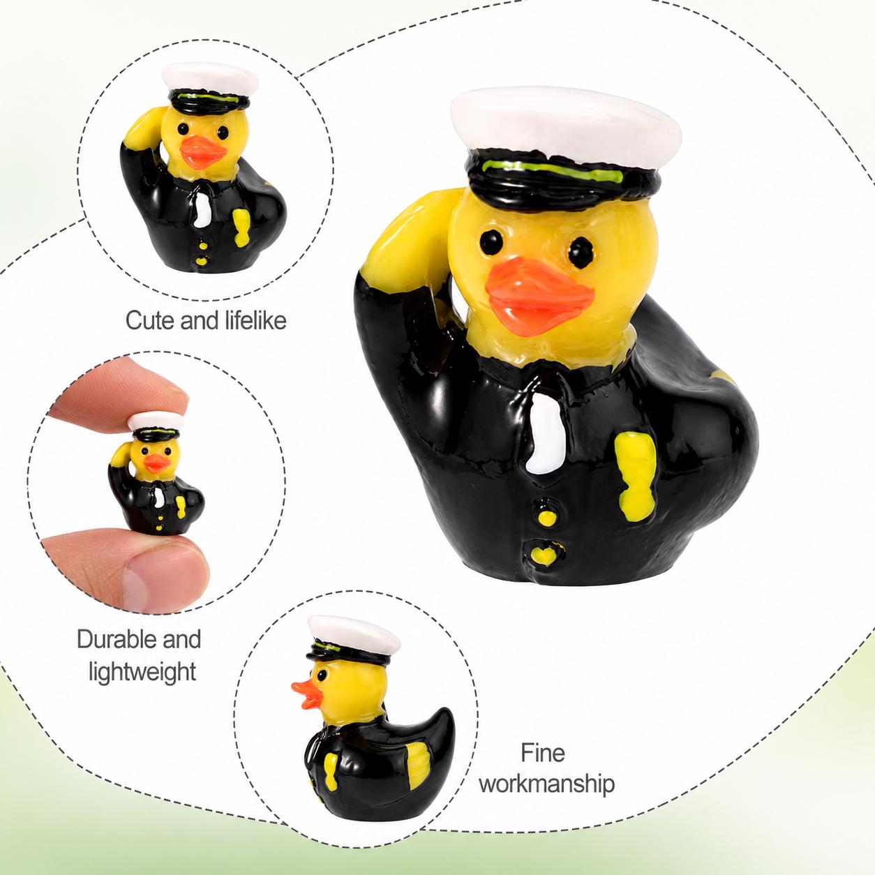 Mini Resin Military Ducks Set of 5 – Navy White Uniform, Air Force Blue, Army Green, Marine Corps Black- Tiny Saluting Ducks for Cruise Duck