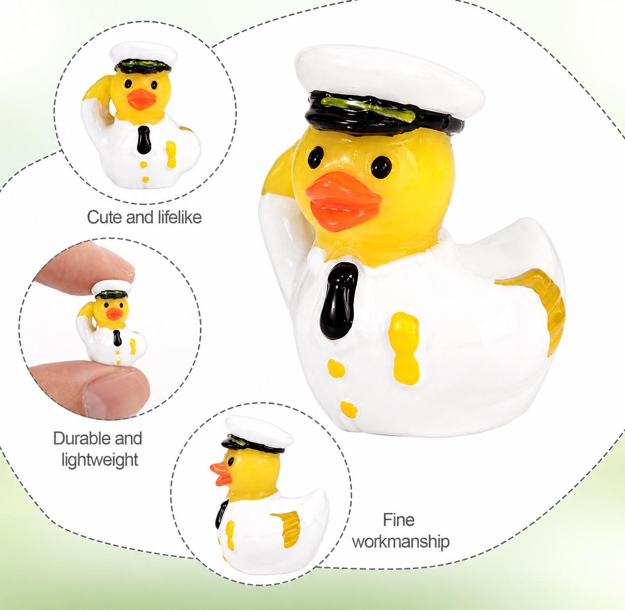 Mini Resin Military Ducks Set of 5 – Navy White Uniform, Air Force Blue, Army Green, Marine Corps Black- Tiny Saluting Ducks for Cruise Duck