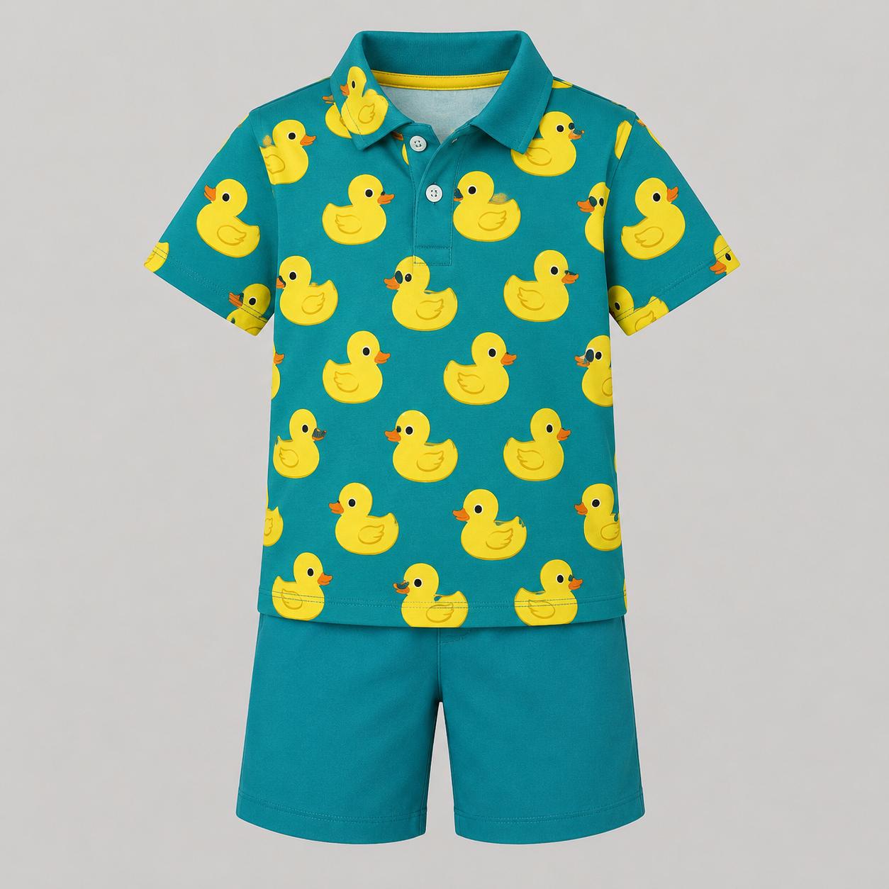 Boys Duck Polo & Shorts Set | Rubber Duck 2-Piece Outfit | Kids Summer Clothes | Cruise Outfit | Duck Lover Gift