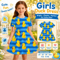 Girls Duck Print Dress | Rubber Duck Summer Dress | Blue Duck Twirl Dress for Kids | Cruise Outfit | Duck Lover Gift