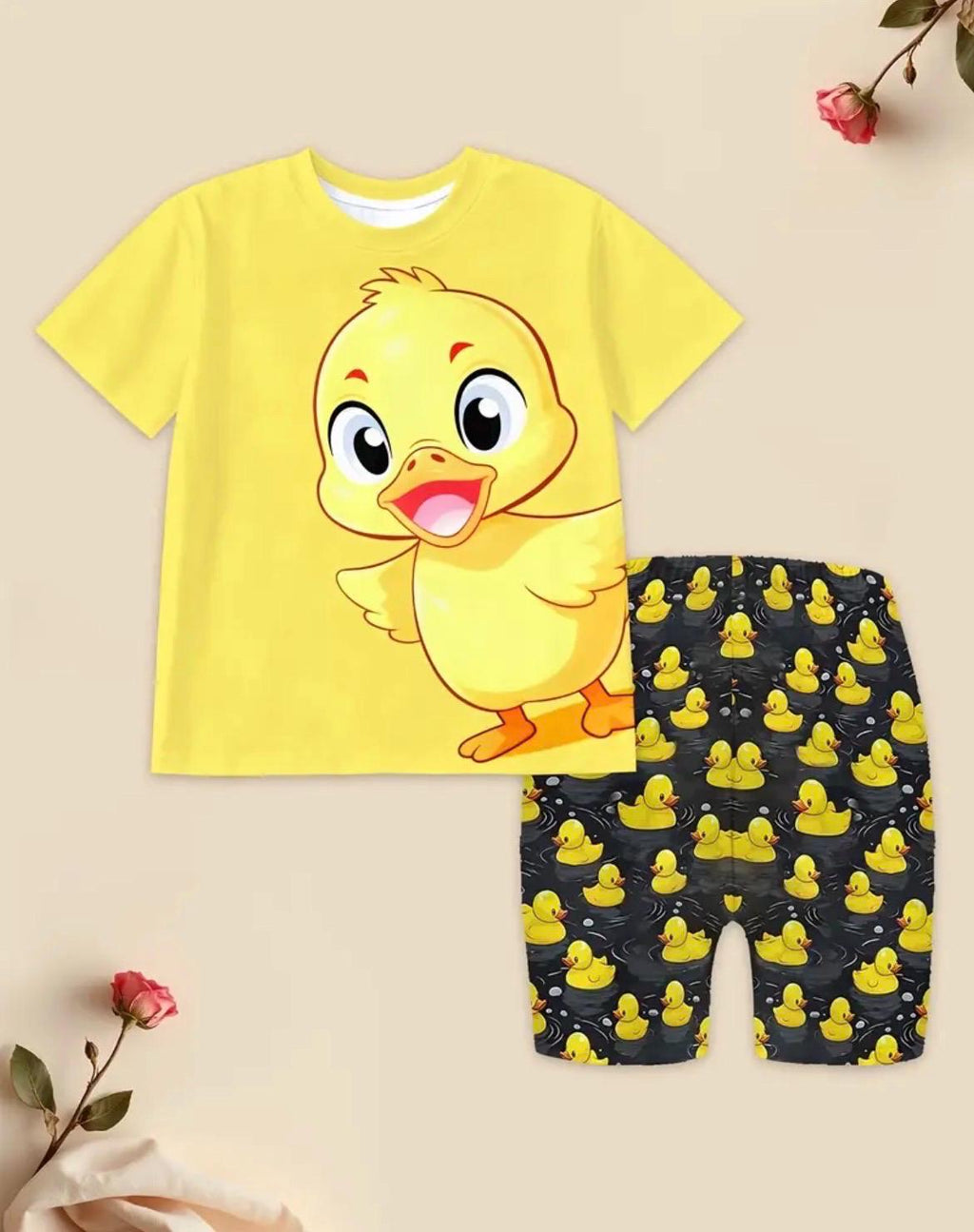 Duck Kids Outfit | 2-Piece Duck T-Shirt & Shorts Set | Girls Size 11-12 Years | Cute Summer Clothing | Cruise Duck Gift