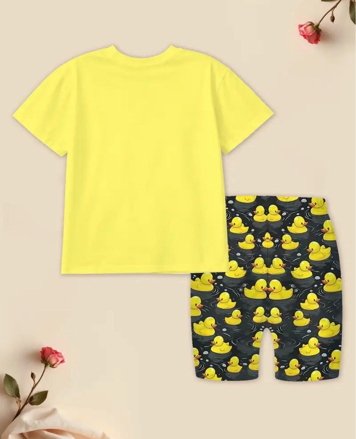 Duck Kids Outfit | 2-Piece Duck T-Shirt & Shorts Set | Girls Size 11-12 Years | Cute Summer Clothing | Cruise Duck Gift