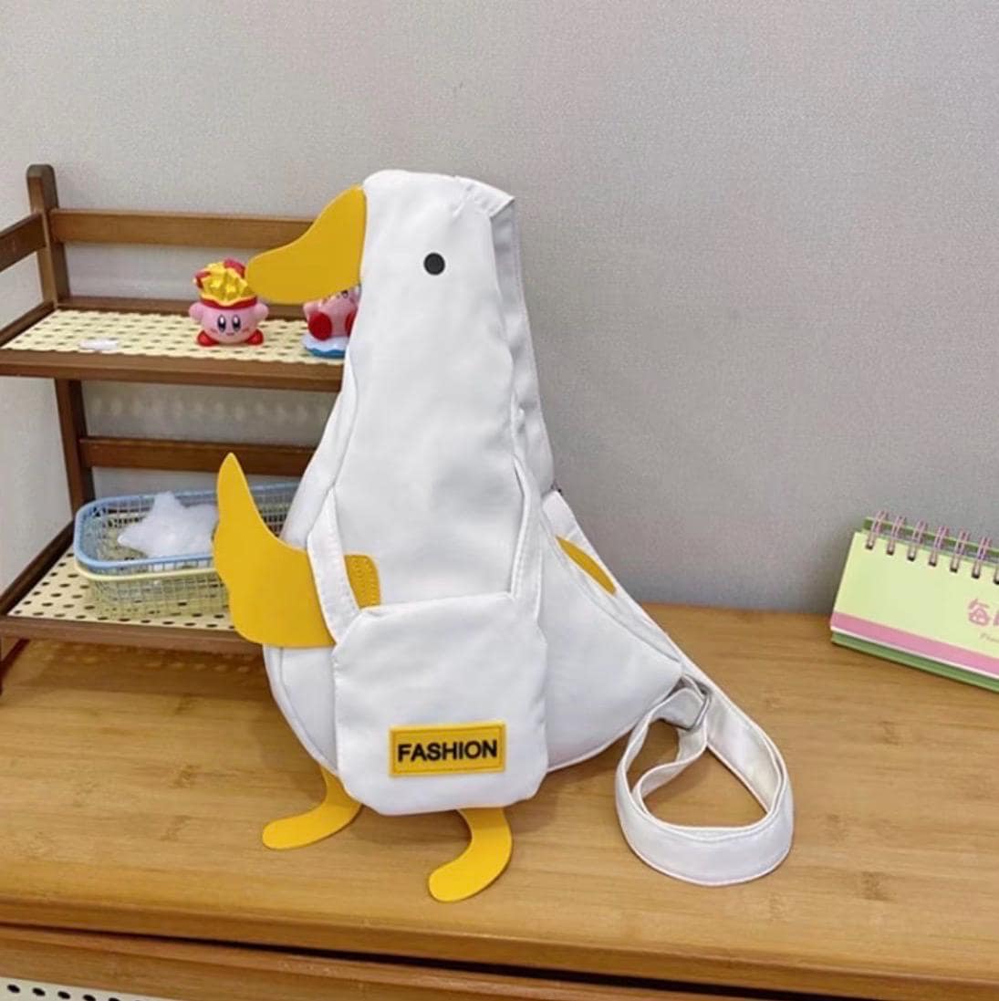 Duck Crossbody Bag | Cute Duckling Canvas Chest Bag | White or Light Yellow Shoulder Purse | Kawaii Duck Gift | Cruise Travel Bag