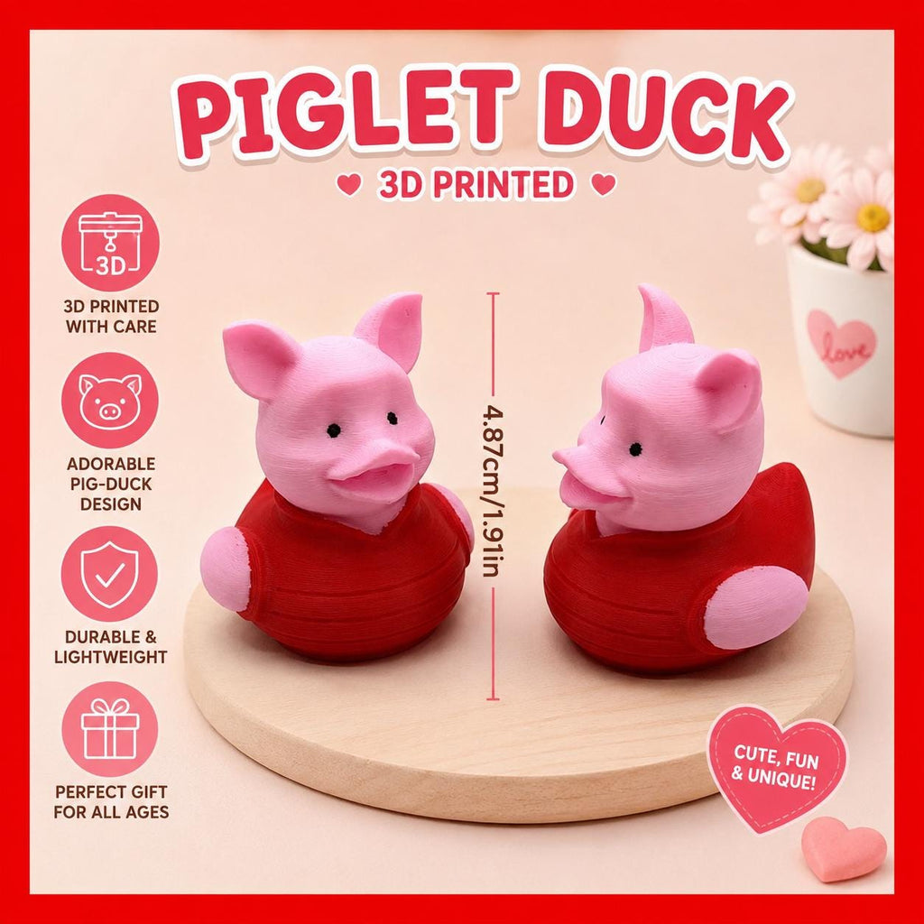 3D Printed Piglet Duck Figurine | Cute Pig Duck Desk Toy | Mini Animal Decor Gift