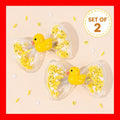 Duck Hair Clips Set of 2 | Cartoon Duck Bow Shaker Clips | Cute Yellow Duck Hair Accessories for Kids Girls Gifts