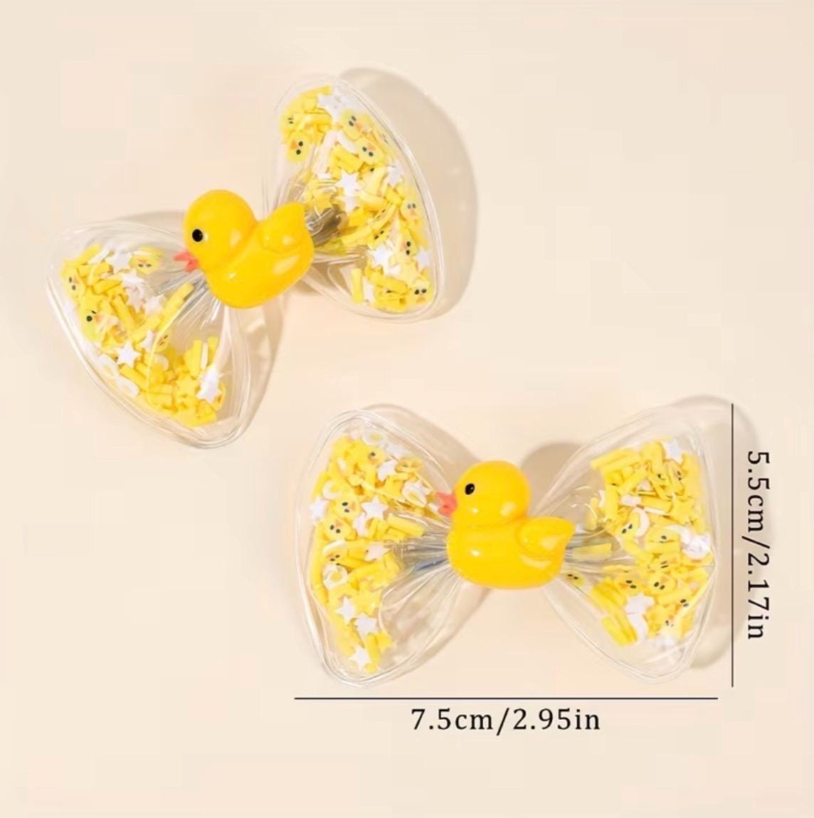Duck Hair Clips Set of 2 | Cartoon Duck Bow Shaker Clips | Cute Yellow Duck Hair Accessories for Kids Girls Gifts