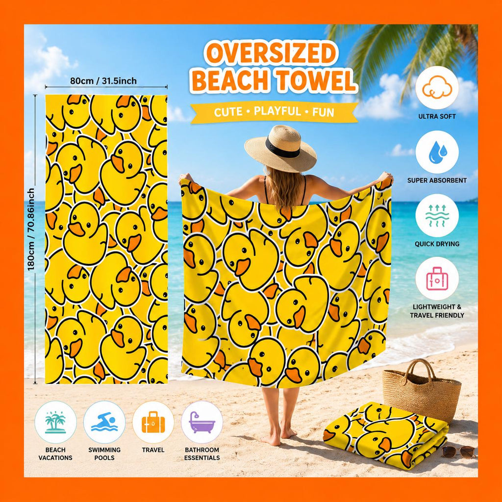 Duck Beach Towel | Oversized Quick Dry Pool Towel | Cute Yellow Rubber Duck Towel | Cruise Beach Accessory | Jeep Duck Gift
