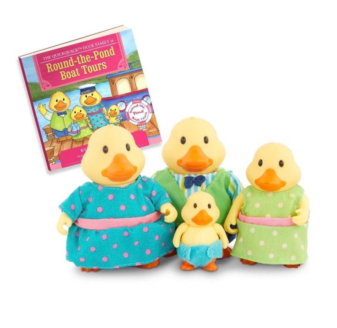 Li’l Woodzeez Quickquack Duck Family Set with Storybook | 5pc Duck Figurines | Cruise Ducks Jeep Ducks Gift for Duck Lovers